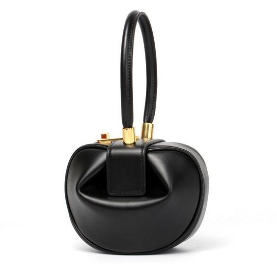メタルロック付きブラックユニークなレザーハンドバッグかわいい財布