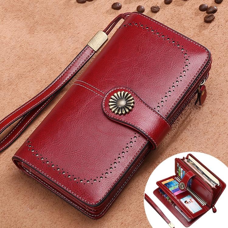 コーヒーカラー レディースウオレット 本革製 長い財布 カードバッグ