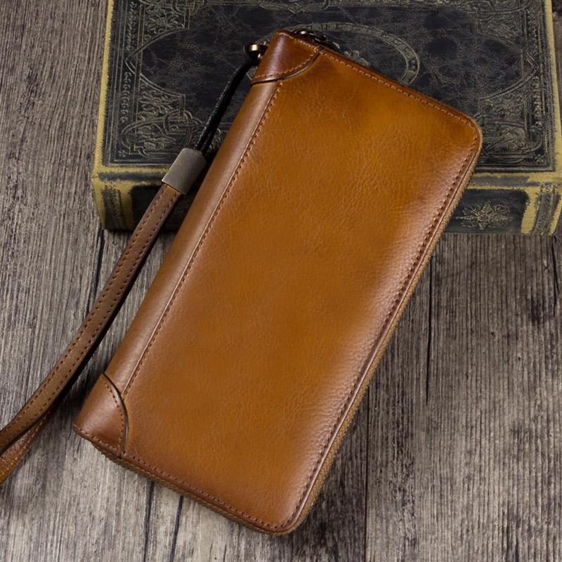 茶色 牛革 品質の財布 ジップ財布 レディースウォレット