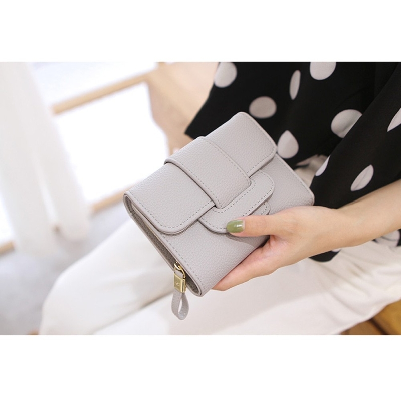 灰色のLicheeパターンかわいいクラッチ財布