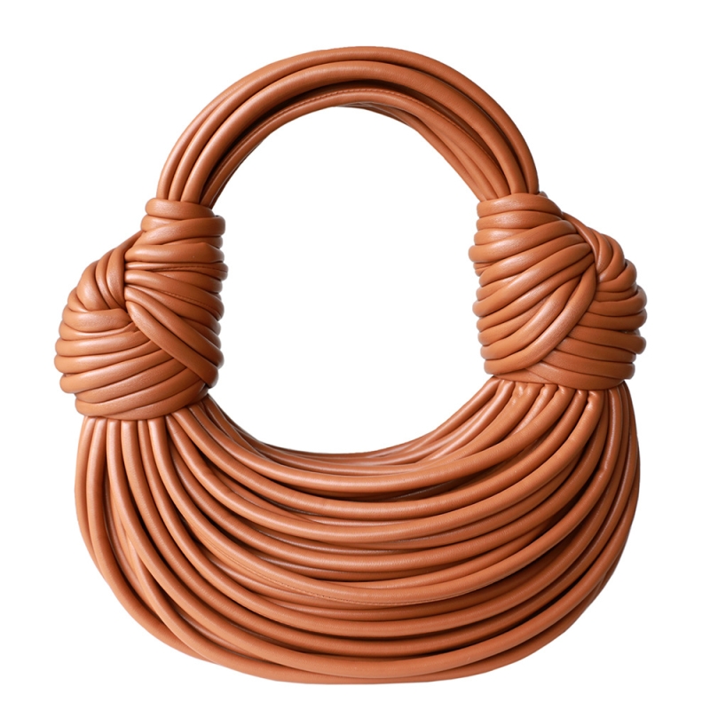 ブラウン ロープ デザイン ワンハンドル ハンドバッグ
