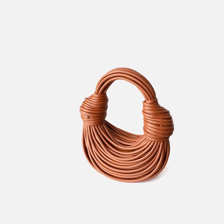 ブラウン ロープ デザイン ワンハンドル ハンドバッグ