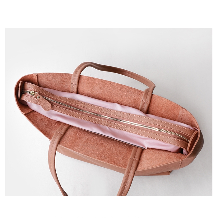 ピンク 縱型トートバッグ 品質の牛革 人気バッグ 