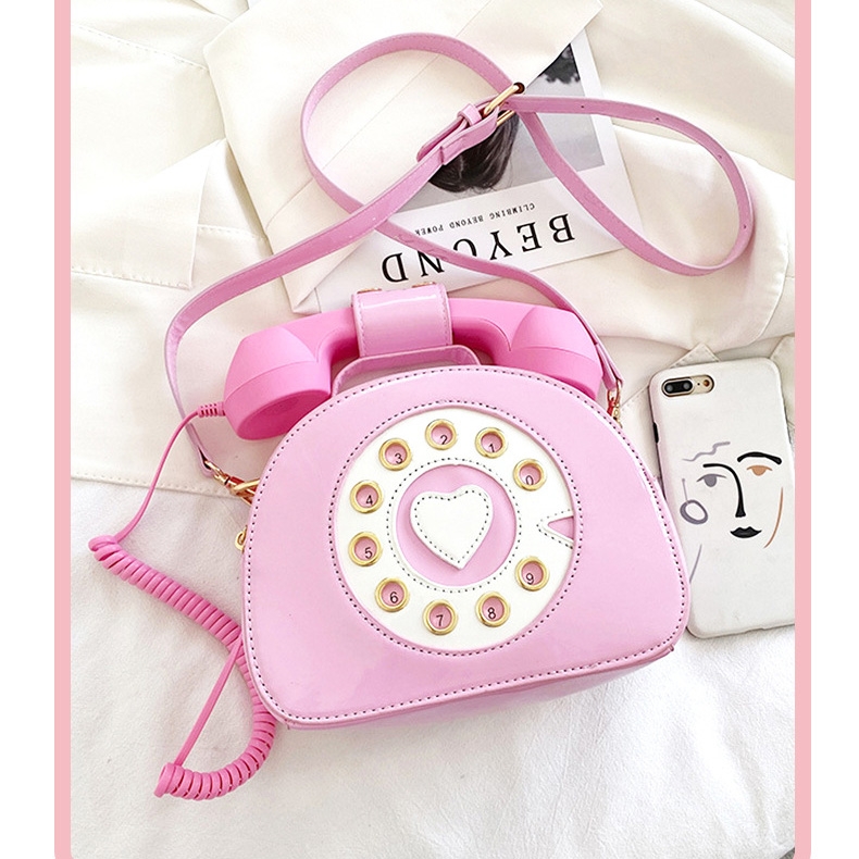 ピンク フェックス レザー 可愛い 電話 デザイン バッグ ユニック ハンドバッグ