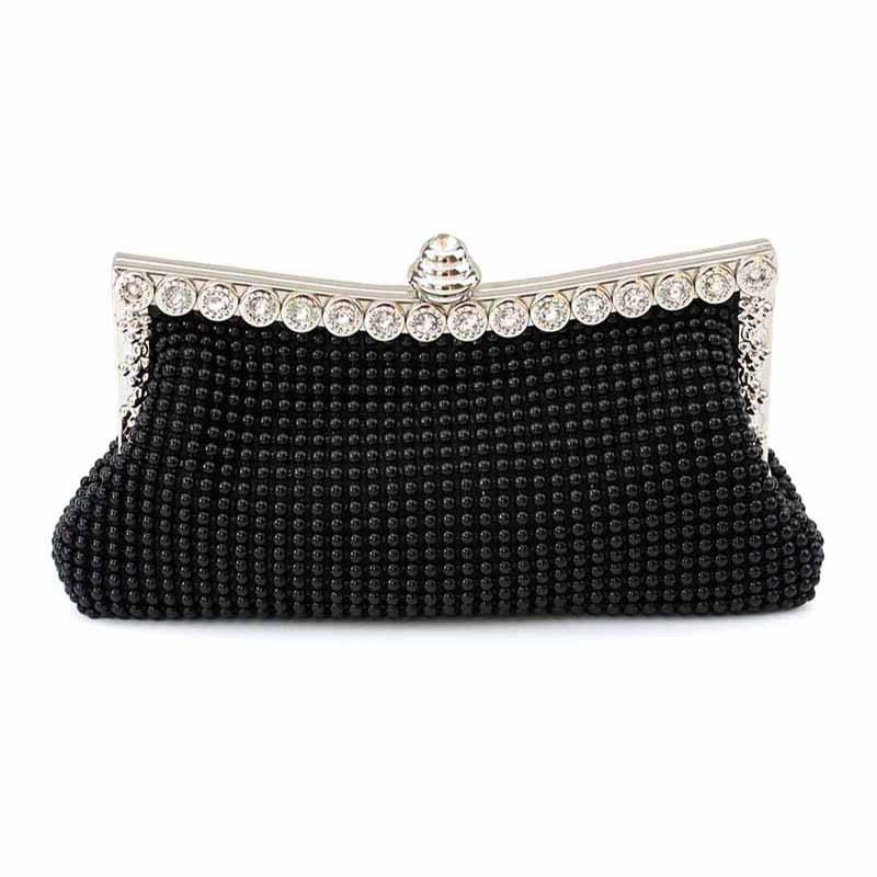 黒い金属の網のクラッチ・バッグの財布の結婚式用バッグラインストーンのイブニング・バッグ