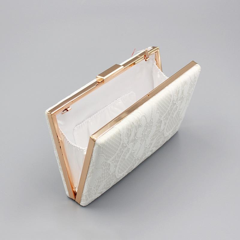 白い花のレースのクラッチ財布のウェディング財布の正方形のボックスのイブニングバッグ