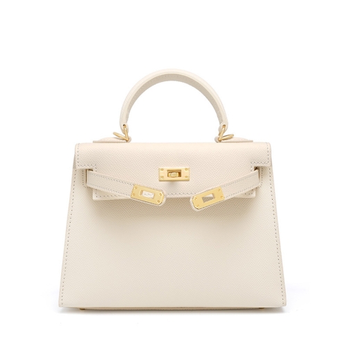 Women's Ivory White Leather Mini Satchel Handbags Shoulder Bags