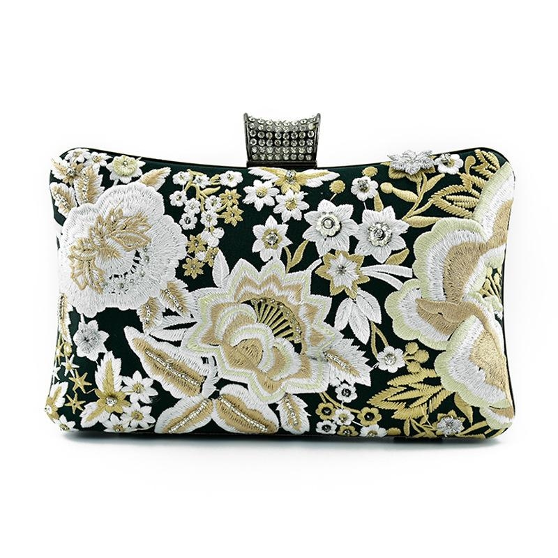 ピンクの花の刺繍クラッチの財布のイブニングバッグクラッチハンドバッグ