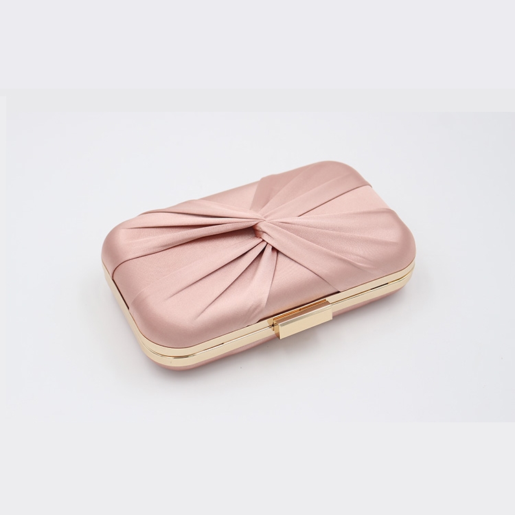 ピンクサテンクラッチ財布エレガントなボックスのイブニングバッグ