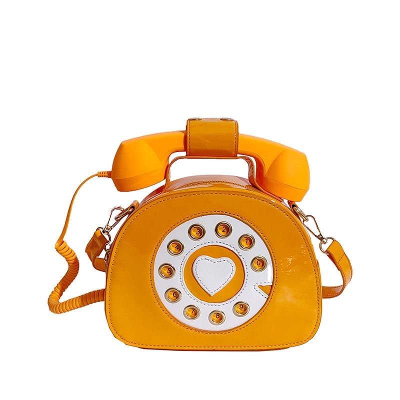 オレンジ フェックス レザー 可愛い 電話 デザイン バッグ ユニック ハンドバッグ