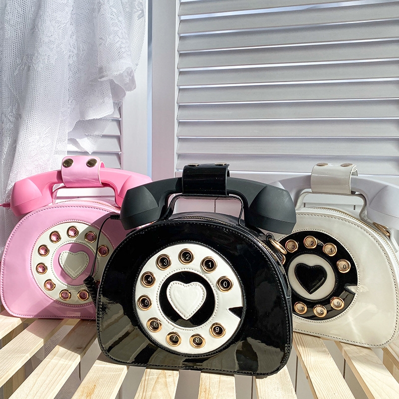 イエロー フェックス レザー 可愛い 電話 デザイン バッグ ユニック ハンドバッグ