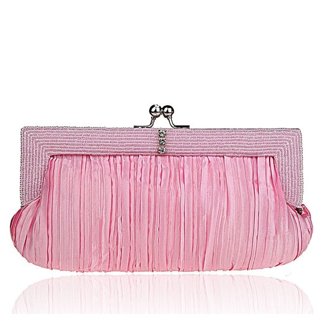 ホットピンクファッションクラッチバッグビーズイブニングハンドの財布
