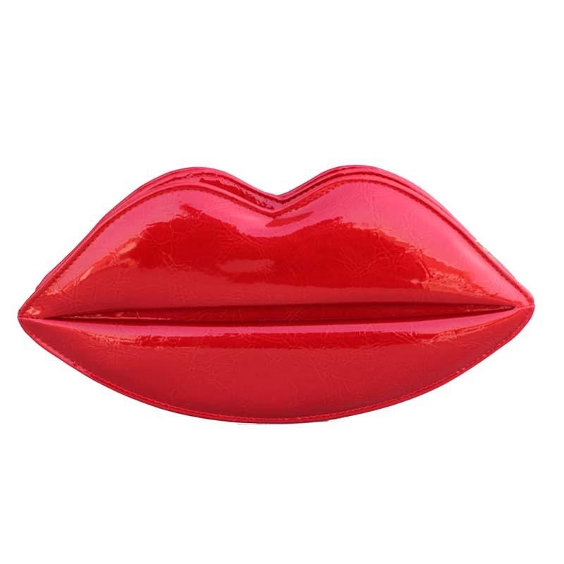 女性の赤い唇の形のクラッチバッグファッションメイクアップバッグイブニング財布