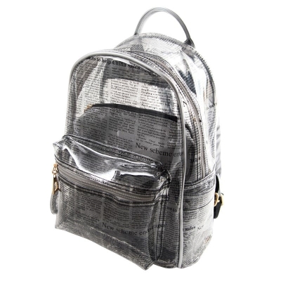 シルバー透明なバッグの新聞スタイルのような透明なバックパックバッグ